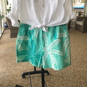 🌴Classic Lilly Pulitzer Short Teal White Palm Sz 12